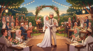 Ilustrasi pesta hajatan Gen Z sederhana dan hemat